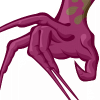 Preview for Rakshasas, Image 001. A crouching human-like figure covered in changing skin tones, sprouting translucent green wings, a violet scorpion tail, long scarlet claws growing from the left hand, and mismatched eyes.